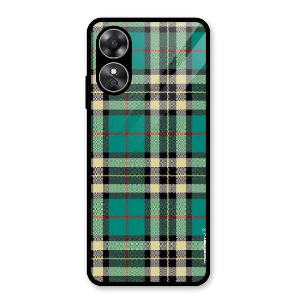 Green Check Glass Back Case for Oppo A17