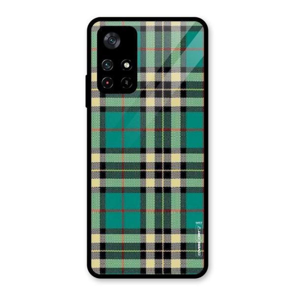 Green Check Glass Back Case for Poco M4 Pro 5G