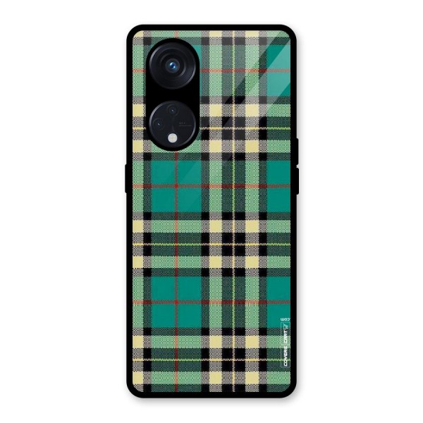 Green Check Glass Back Case for Reno8 T 5G