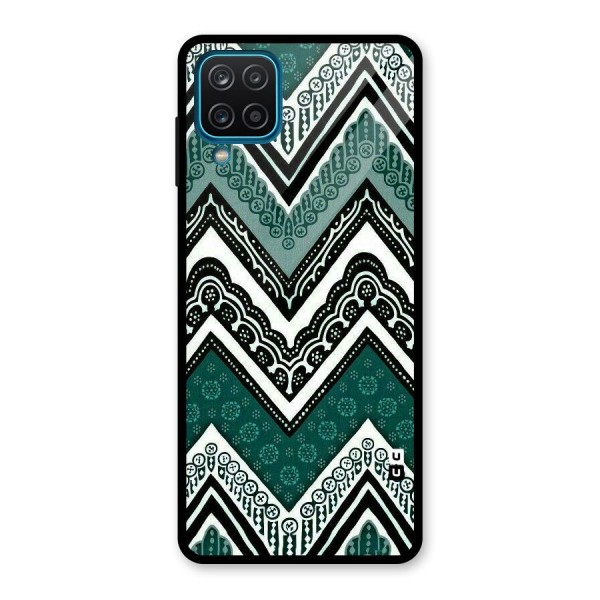 Green Chevron Glass Back Case for Galaxy A12