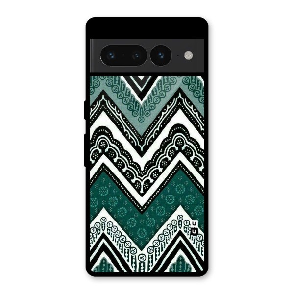 Green Chevron Glass Back Case for Google Pixel 7 Pro