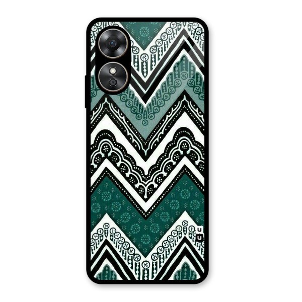 Green Chevron Glass Back Case for Oppo A17