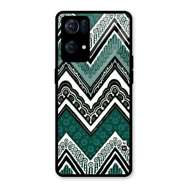 Green Chevron Glass Back Case for Oppo Reno7 Pro 5G