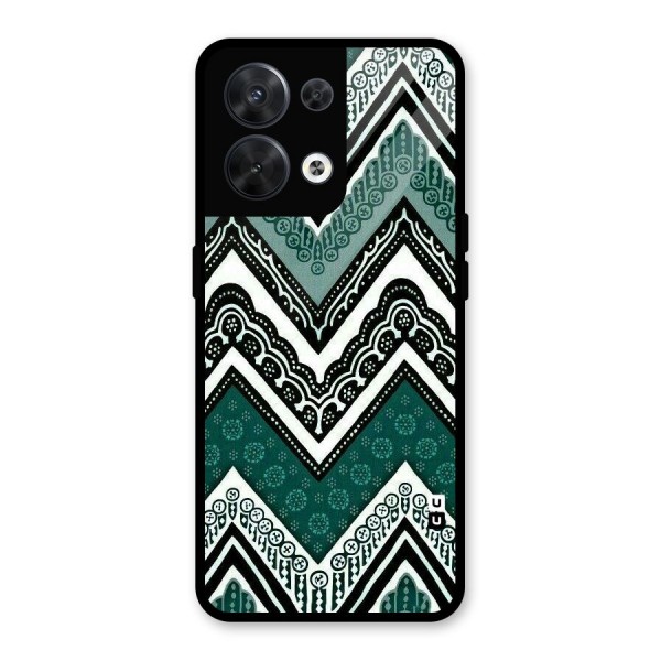 Green Chevron Glass Back Case for Oppo Reno8 5G