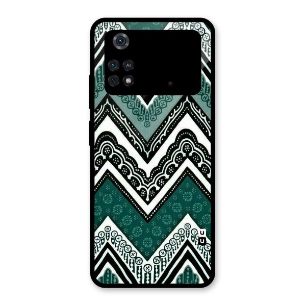 Green Chevron Glass Back Case for Poco M4 Pro 4G