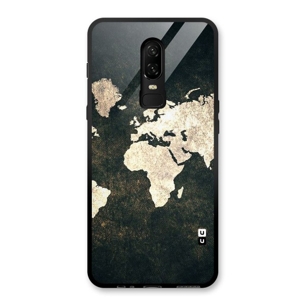 Green Gold Map Design Glass Back Case for OnePlus 6