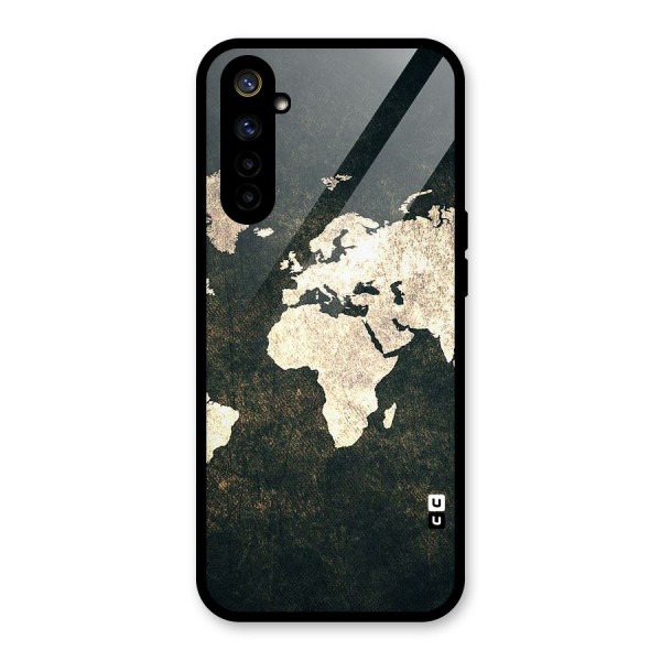 Green Gold Map Design Glass Back Case for Realme 6