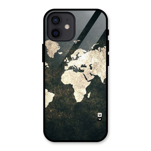 Green Gold Map Design Glass Back Case for iPhone 12