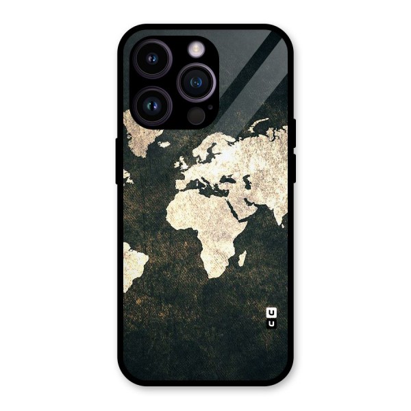 Green Gold Map Design Glass Back Case for iPhone 14 Pro