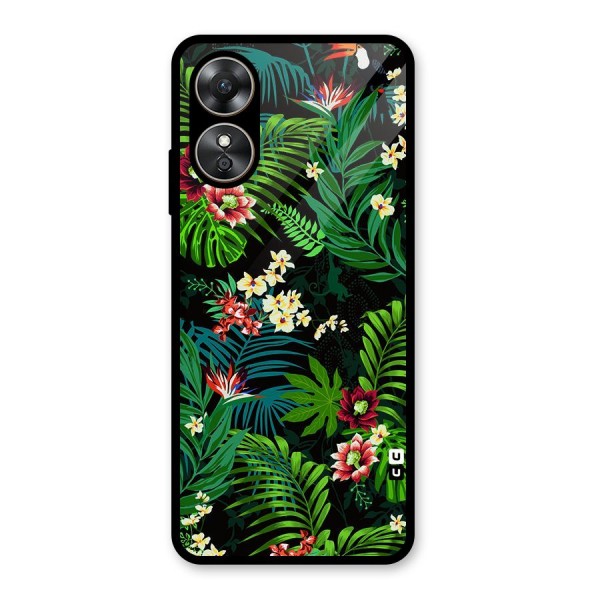 Green Leaf Design Glass Back Case for Oppo A17