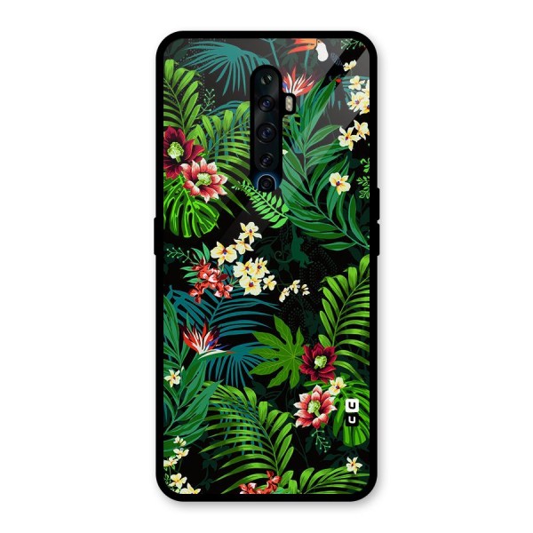 Green Leaf Design Glass Back Case for Oppo Reno2 Z