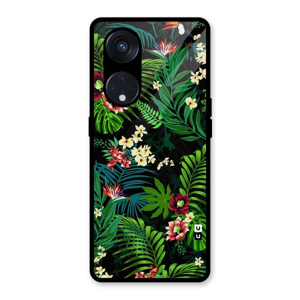 Green Leaf Design Glass Back Case for Reno8 T 5G