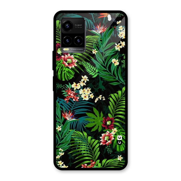 Green Leaf Design Glass Back Case for Vivo Y21 2021