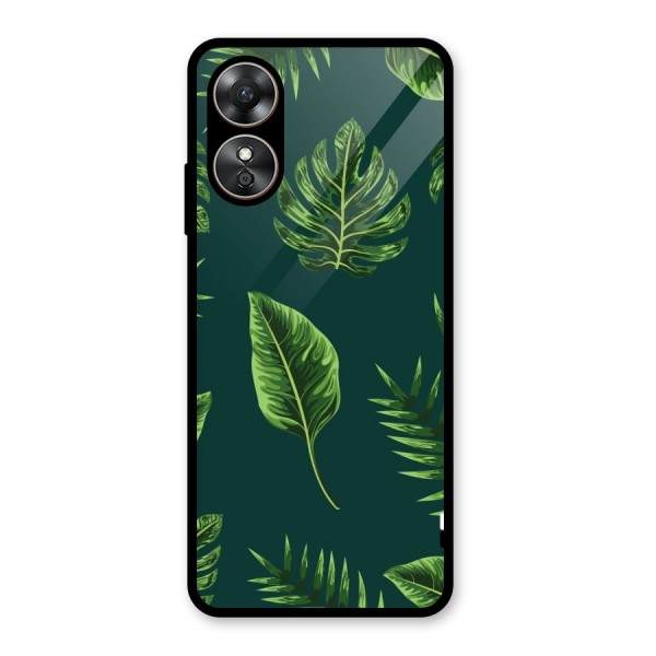 Green Leafs Glass Back Case for Oppo A17