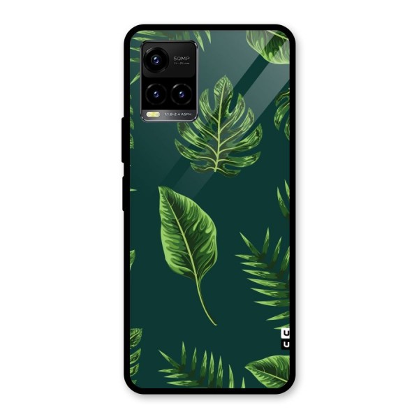 Green Leafs Glass Back Case for Vivo Y21 2021