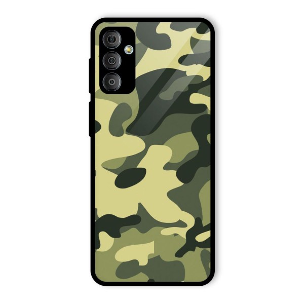 Green Military Pattern Glass Back Case for Galaxy F23