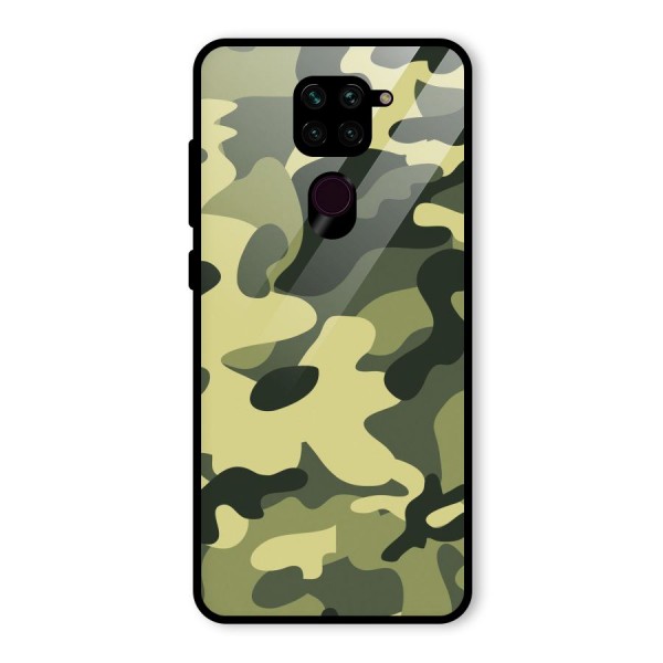 Green Military Pattern Glass Back Case for Redmi Note 9