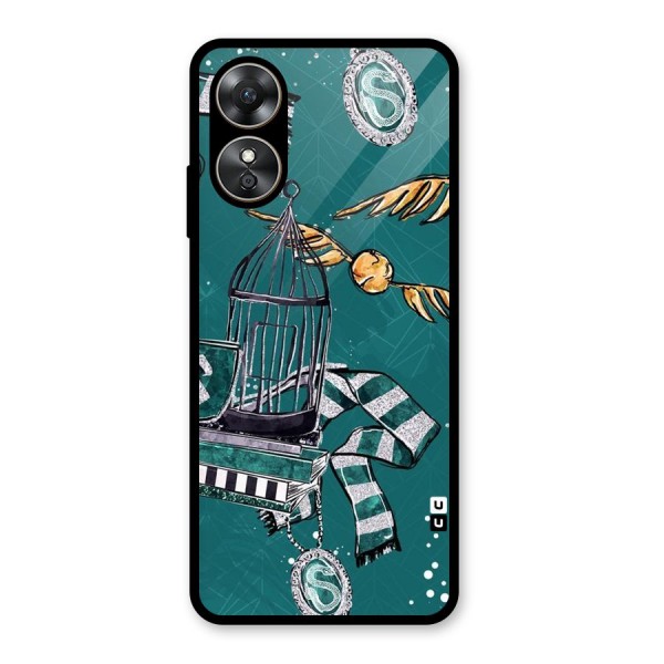 Green Scarf Glass Back Case for Oppo A17