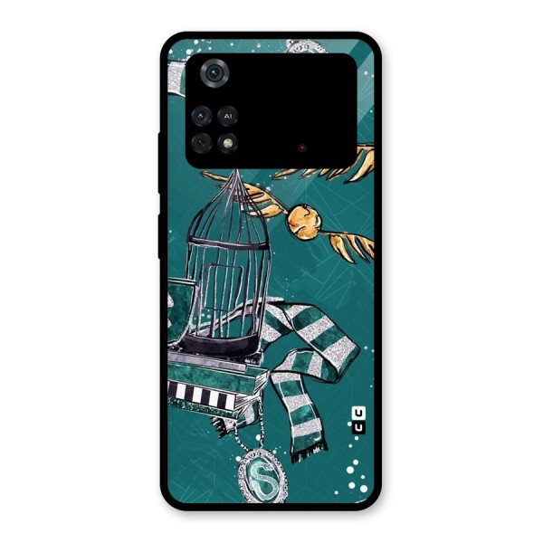 Green Scarf Glass Back Case for Poco M4 Pro 4G