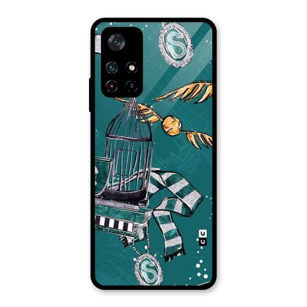 Green Scarf Glass Back Case for Poco M4 Pro 5G