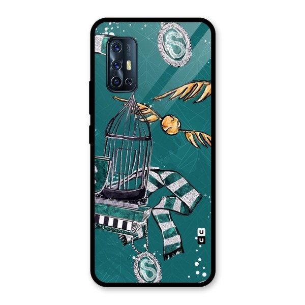 Green Scarf Glass Back Case for Vivo V17