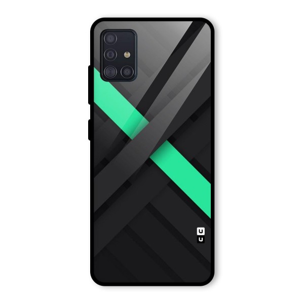 Green Stripe Diagonal Glass Back Case for Galaxy A51