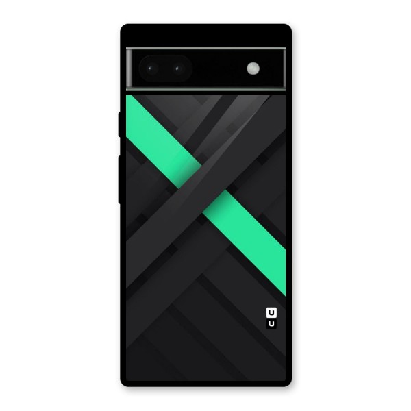 Green Stripe Diagonal Glass Back Case for Google Pixel 6a