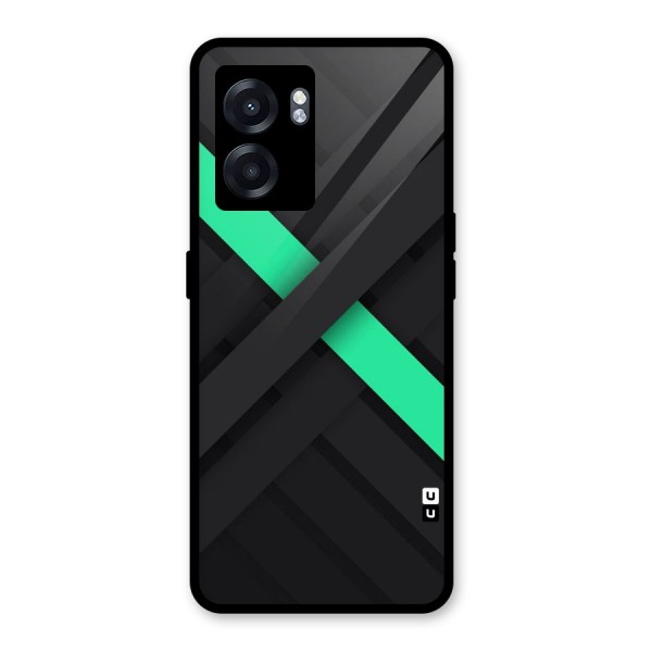 Green Stripe Diagonal Glass Back Case for Oppo K10 (5G)