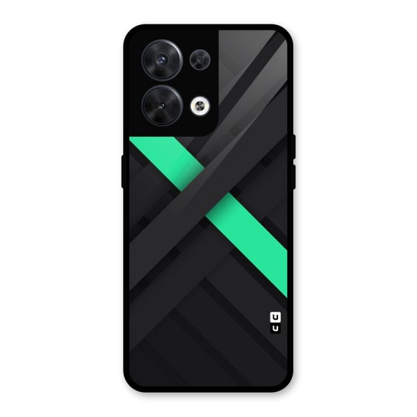 Green Stripe Diagonal Glass Back Case for Oppo Reno8 5G