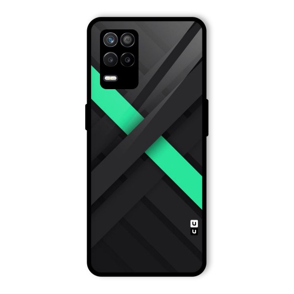 Green Stripe Diagonal Glass Back Case for Realme 9 5G