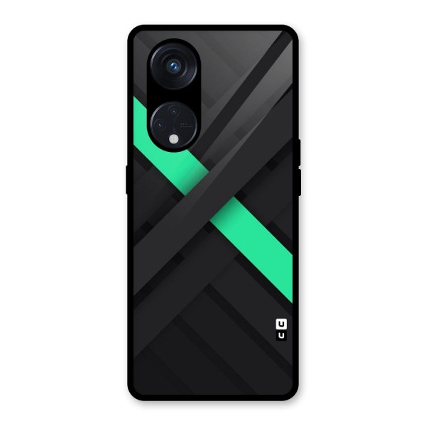 Green Stripe Diagonal Glass Back Case for Reno8 T 5G