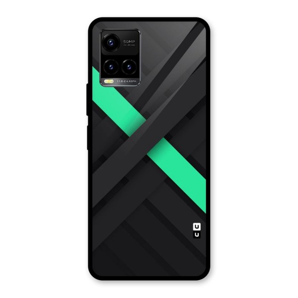 Green Stripe Diagonal Glass Back Case for Vivo Y21G