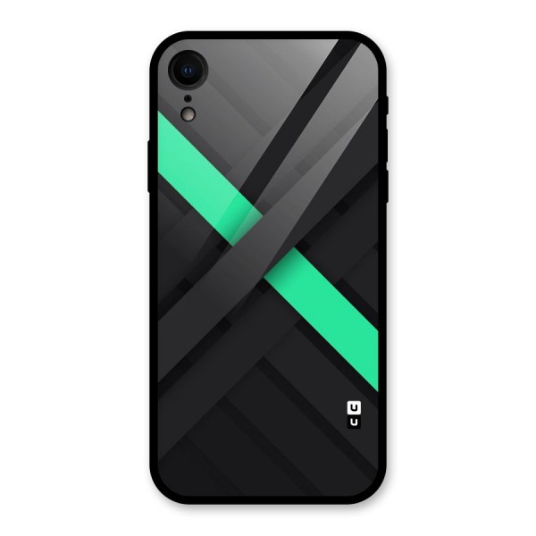 Green Stripe Diagonal Glass Back Case for XR