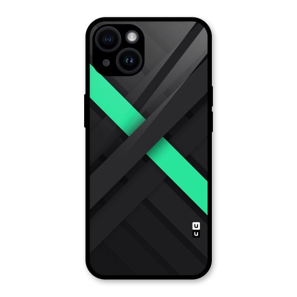 Green Stripe Diagonal Glass Back Case for iPhone 14