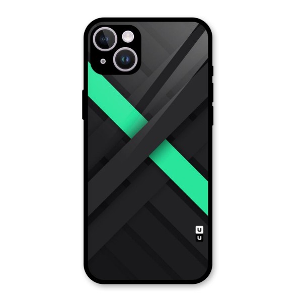 Green Stripe Diagonal Glass Back Case for iPhone 14 Plus