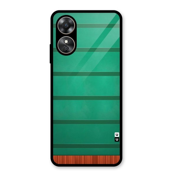 Green Wood Stripes Glass Back Case for Oppo A17