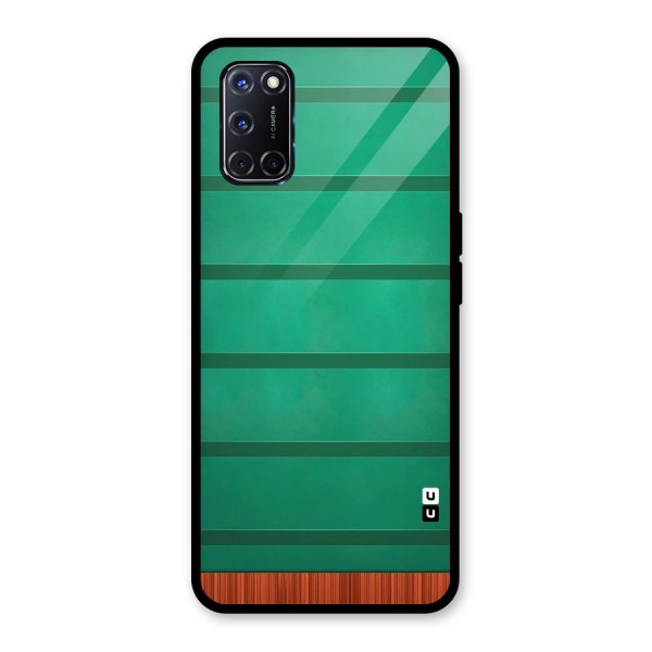 Green Wood Stripes Glass Back Case for Oppo A52