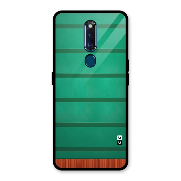 Green Wood Stripes Glass Back Case for Oppo F11 Pro