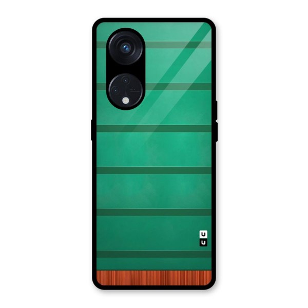 Green Wood Stripes Glass Back Case for Reno8 T 5G