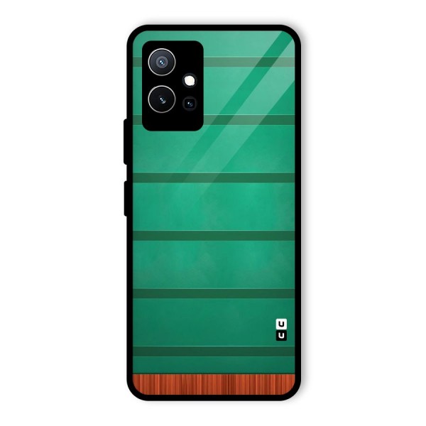 Green Wood Stripes Glass Back Case for Vivo T1 5G