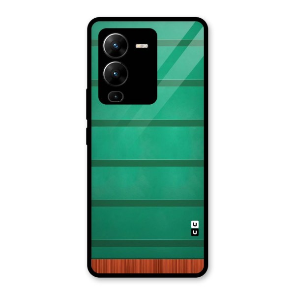 Green Wood Stripes Glass Back Case for Vivo V25 Pro