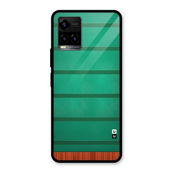 Green Wood Stripes Glass Back Case for Vivo Y33s