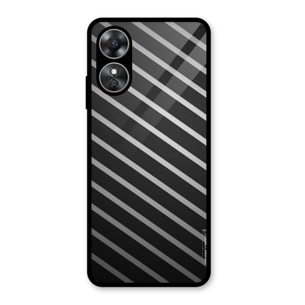 Grey And Black Stripes Glass Back Case for Oppo A17