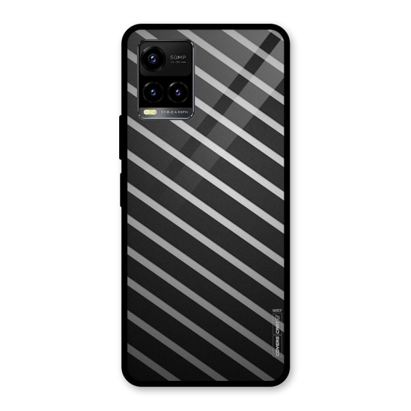 Grey And Black Stripes Glass Back Case for Vivo Y21A