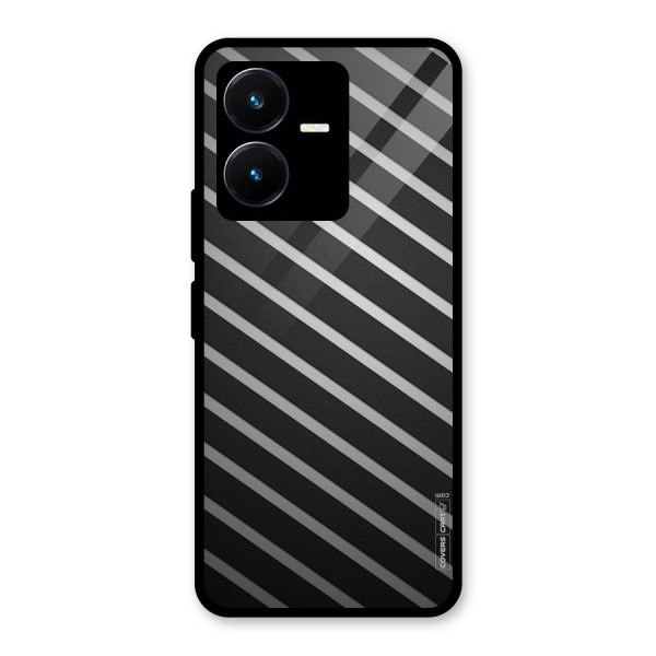 Grey And Black Stripes Glass Back Case for Vivo Y22