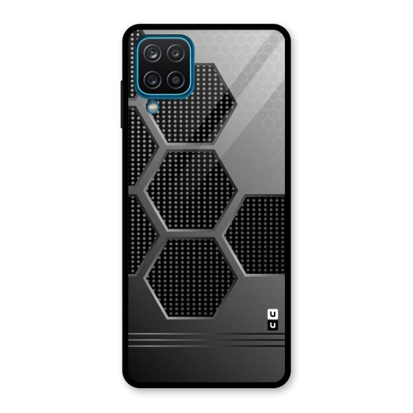 Grey Black Hexa Glass Back Case for Galaxy A12