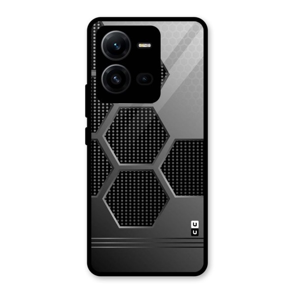 Grey Black Hexa Glass Back Case for Vivo V25