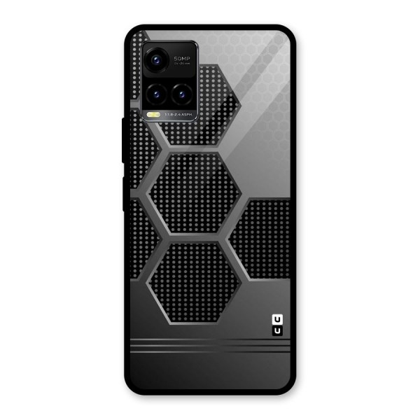 Grey Black Hexa Glass Back Case for Vivo Y21A