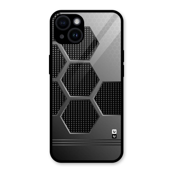 Grey Black Hexa Glass Back Case for iPhone 14