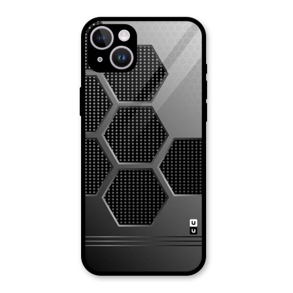 Grey Black Hexa Glass Back Case for iPhone 14 Plus